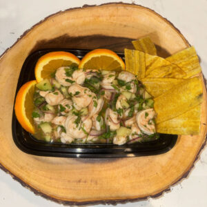 Shrimp Ceviche (Orange), with Plantain Chips